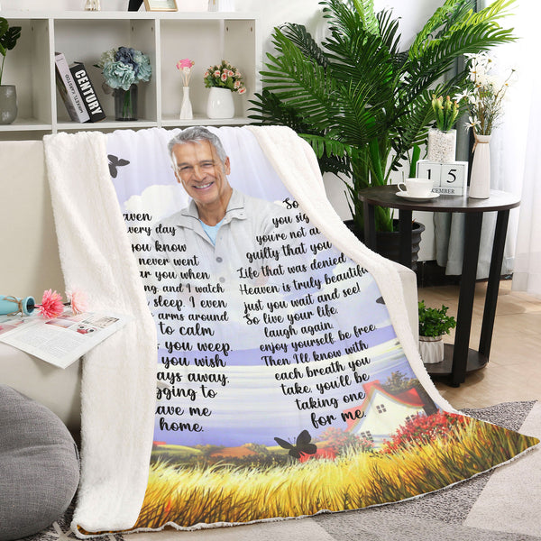 Memorial Blanket - As I Sit in Heaven| Remembrance Fleece Throw for Loss of Loved One| Mother Loss, Father Loss Sympathy Gift| N1184