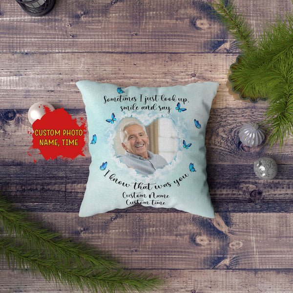 Personalized Memorial Pillow, Sympathy Gift for Loss of A Loved One Butterfly 1-side Print Pillow NPL183