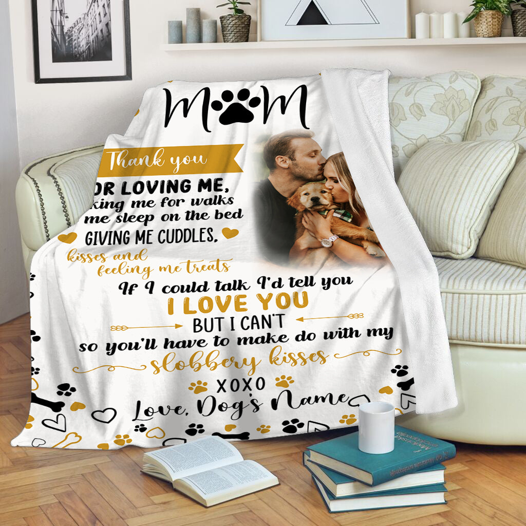 Personalized Blanket for Dog Mom, Dog Lover Blanket - Thank You For Loving Me Fleece Blanket - Custom Dog Blanket, Dog Owner Gift, Dog Mom Gift for Mother's Day Christmas| JBD332