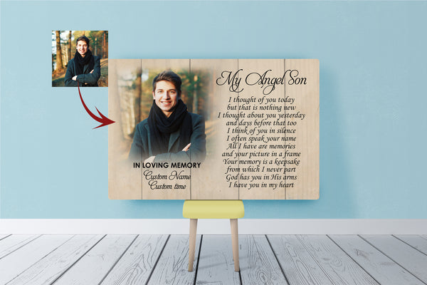 Son Remembrance Personalized Canvas - I Thought of You Today| Memorial Gift for Loss of Son, Loss of a Child| Remembrance Sympathy Gifts| Bereavement Condolence Gifts| N2426