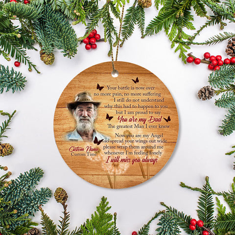 Dad memorial ornament - Custom dad remembrance ornament, memorial gift for loss of father in memory| ONT17