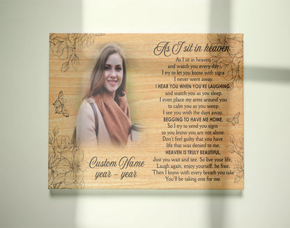 As I sit in heaven sympathy gift for loss of loved one, Memorial canvas/premium poster - VTQ170