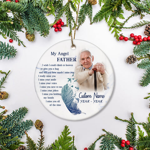 Dad memorial ornament - angel father, remembrance ornament, keepsake Christmas gift for loss of dad| ONT22