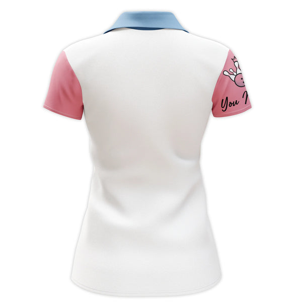 Personalized Women Bowling Polo Shirt, Queen of The Lanes, Short Sleeve Female Bowlers Jersey NBP30