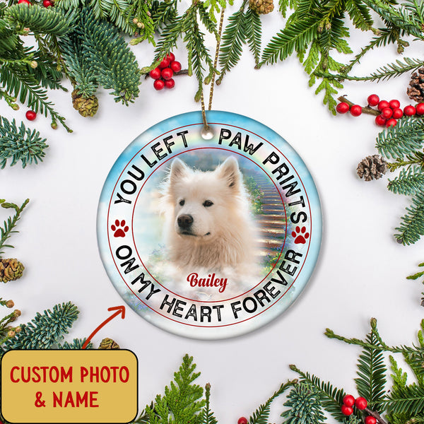 Pet Memorial Ornament - You Left Paw Prints, Pet Loss Ornament, Remembrance Loss of Dog, Loss of Cat, Sympathy Gift for Dog Owners| NOM121