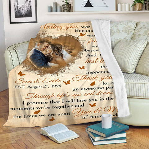 Personalized Anniversary Blanket| Meeting You Was Fate Blanket| Husband Gift Wife Gift for Anniversary, Wedding, Birthday, Valentine's Day, Mother's Day, Father's Day| JB230