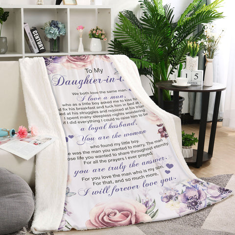 Letter Blanket To My Daughter-in-law Blanket Floral Fleece Blanket Thought Gift for Daughter-in-law from Mom Daughter-in-law Gift for Christmas Birthday Anniversary Wedding - JB245