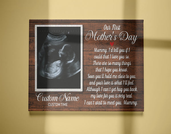 Personalized New Mom Canvas| Can't Wait To Meet You| First Mother's Day Gift for Wife, Expecting Mom| JC822