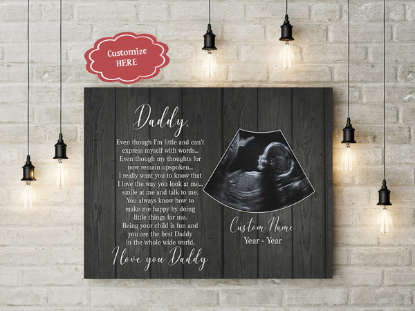 First Father's Day Gift| Custom Sonogram Canvas for New Dad, 1st Time Dad, Expecting Father, Baby Reveal| JC872