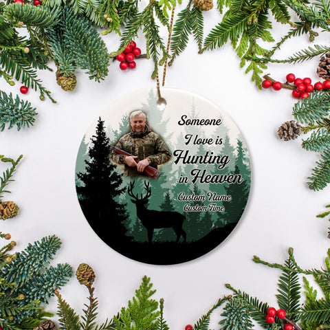 Christmas Ornament, Sympathy gift for loss of loved one, Gone hunting in Heaven Memorial Ornament - OVT15