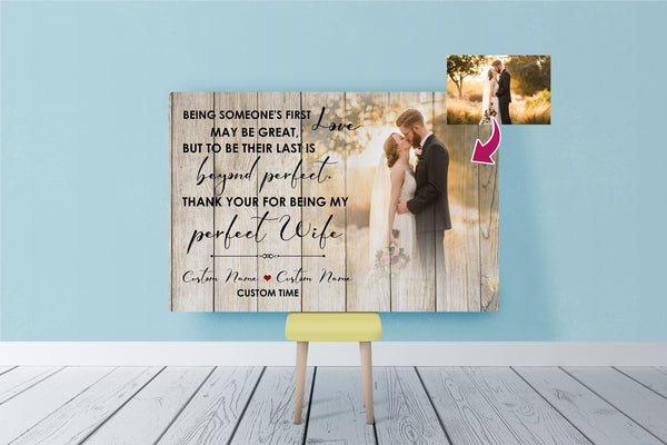Personalized To My Wife Canvas| Thank You for Being My Perfect Wife Wall Art - Custom Gift for Wife on Valentine's Day, Wedding Anniversary, Christmas, Birthday, Wife Gift| JC450