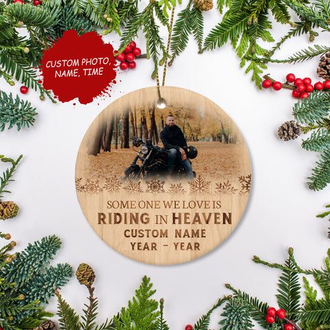 Biker In Heaven Ornament Personalized Memorial Christmas Ornament Remembrance Gift For Loss Of Dad ODT66