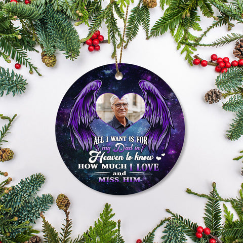 Dad Memorial Christmas ornament personalized picture Dad in Heaven remembrance sympathy gift NOM239