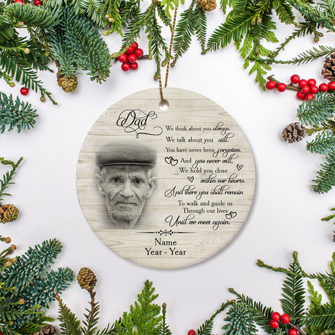 Dad Memorial Ornament - Until We Meet Again, Christmas in Heaven, Dad Remembrance Home Decor, Memorial Gift for Loss of Father in Memory| NOM82