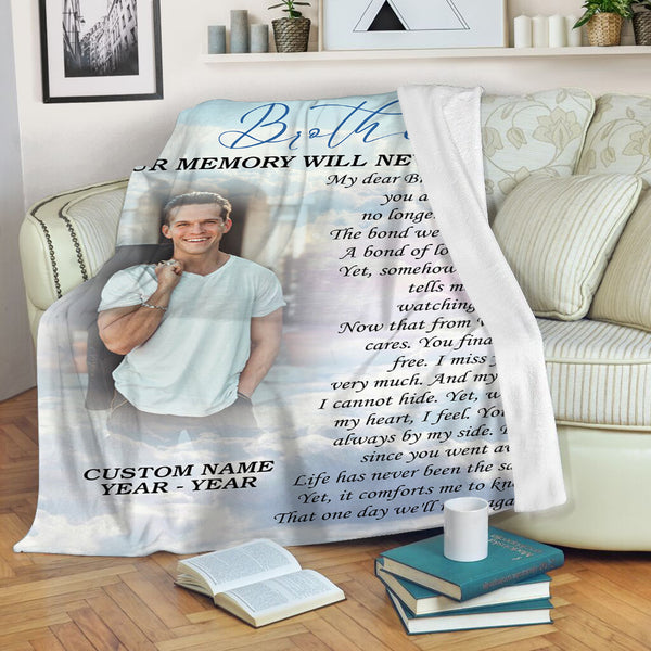 Memorial Blanket - Brother Memorial Custom Picture Blanket| Meaningful Remembrance Fleece Throw, Deepest Grief Sympathy Gift, Loss of Brother Memorial Blankets and Throws| N2153