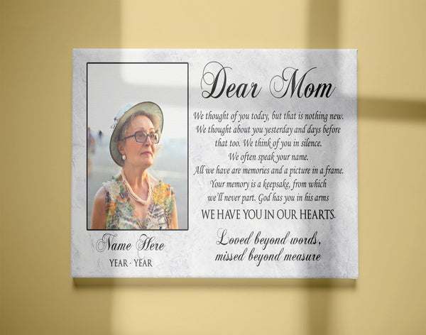 Mom Remembrance - Personalized Memorial Canvas for Mother Dear Mom in Heaven Sympathy Gift for Loss of Mom Mother Remembrance Mom Memorial Gift In Loving Memory Wall Art - JC762