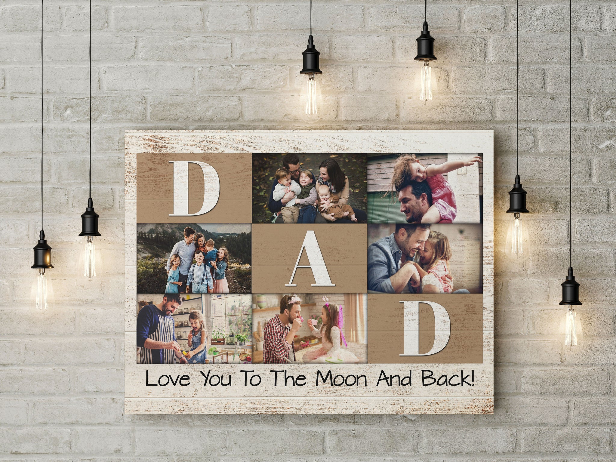 Dad Personalized Canvas Custom Photo Collage Father's Day Gift for Best Dad Ever Birthday Christmas N2558