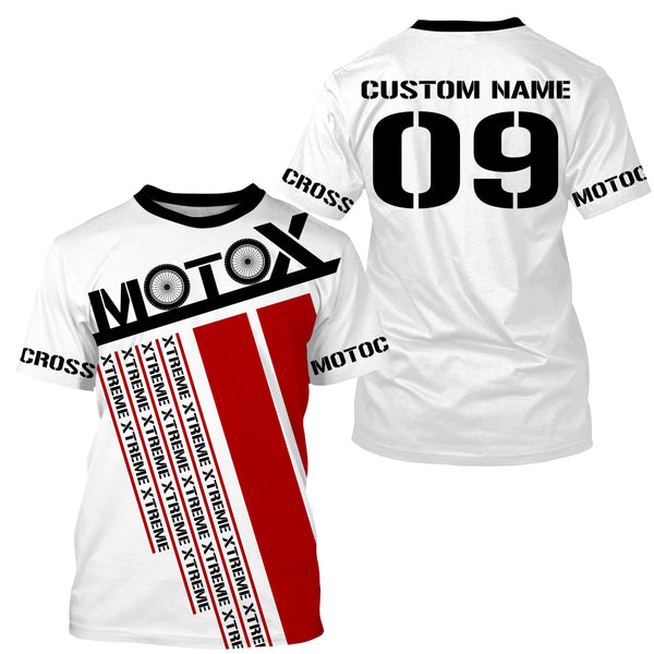 Kid men women Motocross racing jersey dirt bike custom red white shirt UPF30+ extreme racewear PDT90