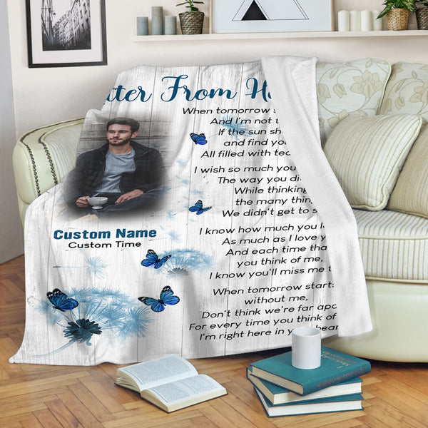 Personalized Memorial Blanket - Letter from Heaven Butterfly Remembrance Blanket, Sympathy Gift N2674