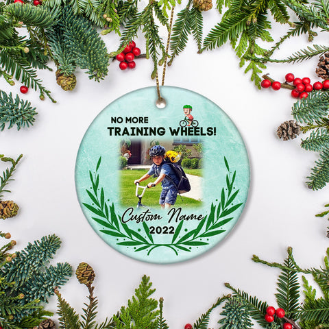 No more training wheels ornament, boys girls bicycle Christmas gifts, cycling bike ornament for kid| ONT74