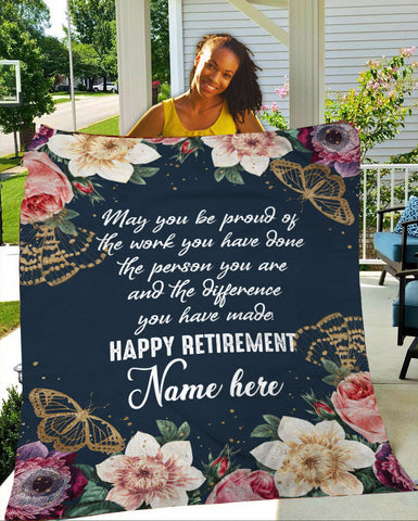 Happy Retirement Blanket| Floral Blanket Custom Retirement Gift for Mother Father Nurse Teacher Mother JB233