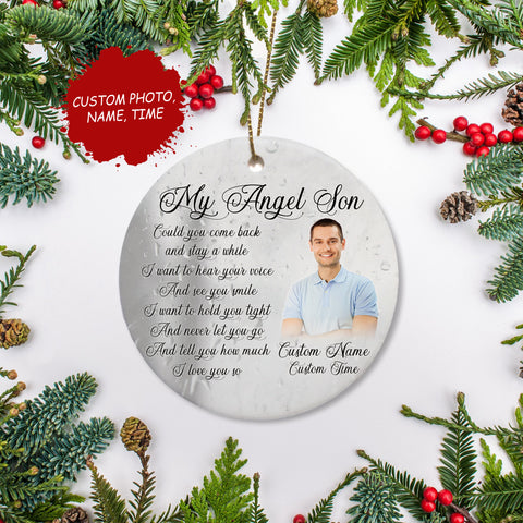 Angel Son memorial Christmas ornament, Son in heaven, remembrance ornament loss son, sympathy gift| ONT122
