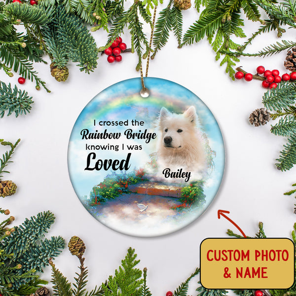 Pet Memorial Ornament - Cross The Rainbow Bridge, Pet Loss Ornament, Remembrance Loss of Dog, Loss of Cat, Sympathy Gift for Dog Owners| NOM119