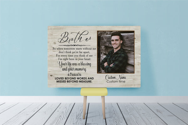 Brother Remembrance| Personalized Memorial Canvas| Brother Memorial Canvas, Memorial Gift for Loss of Brother| Sympathy, Bereavement Gift, Brother in Memory| T1069