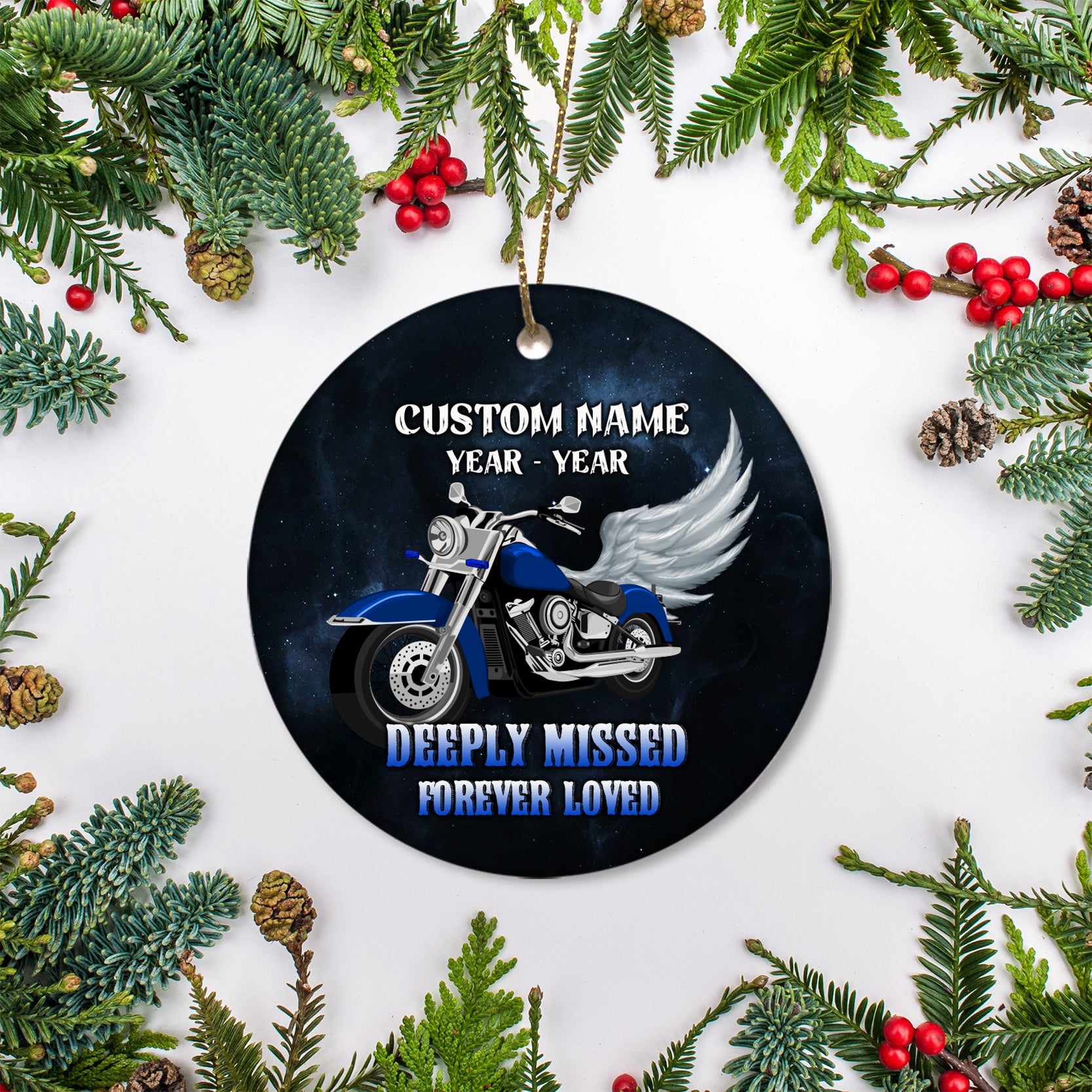 Motorcycle Memorial Ornament - Riding In Heaven Ornament Sympathy Gift For Loss Of Biker Dad Brother ODT98