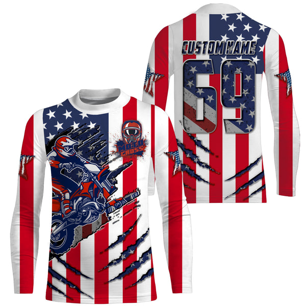 MX jersey for men kid women American flag custom Motocross UPF30+ biker extreme motorcycle shirt PDT30