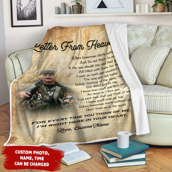 Personalized Memorial Blanket - Letter from Heaven, Sympathy Gift for Loss of Loved One in Heaven N2688