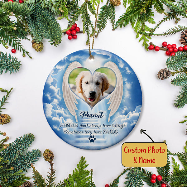 Pet Memorial Ornament Custom Photo - Stairway to Heaven, Pet Loss Christmas Ornament, Remembrance for Loss of Dog, Loss of Cat, Sympathy Gift for Dog Owners| NOM19