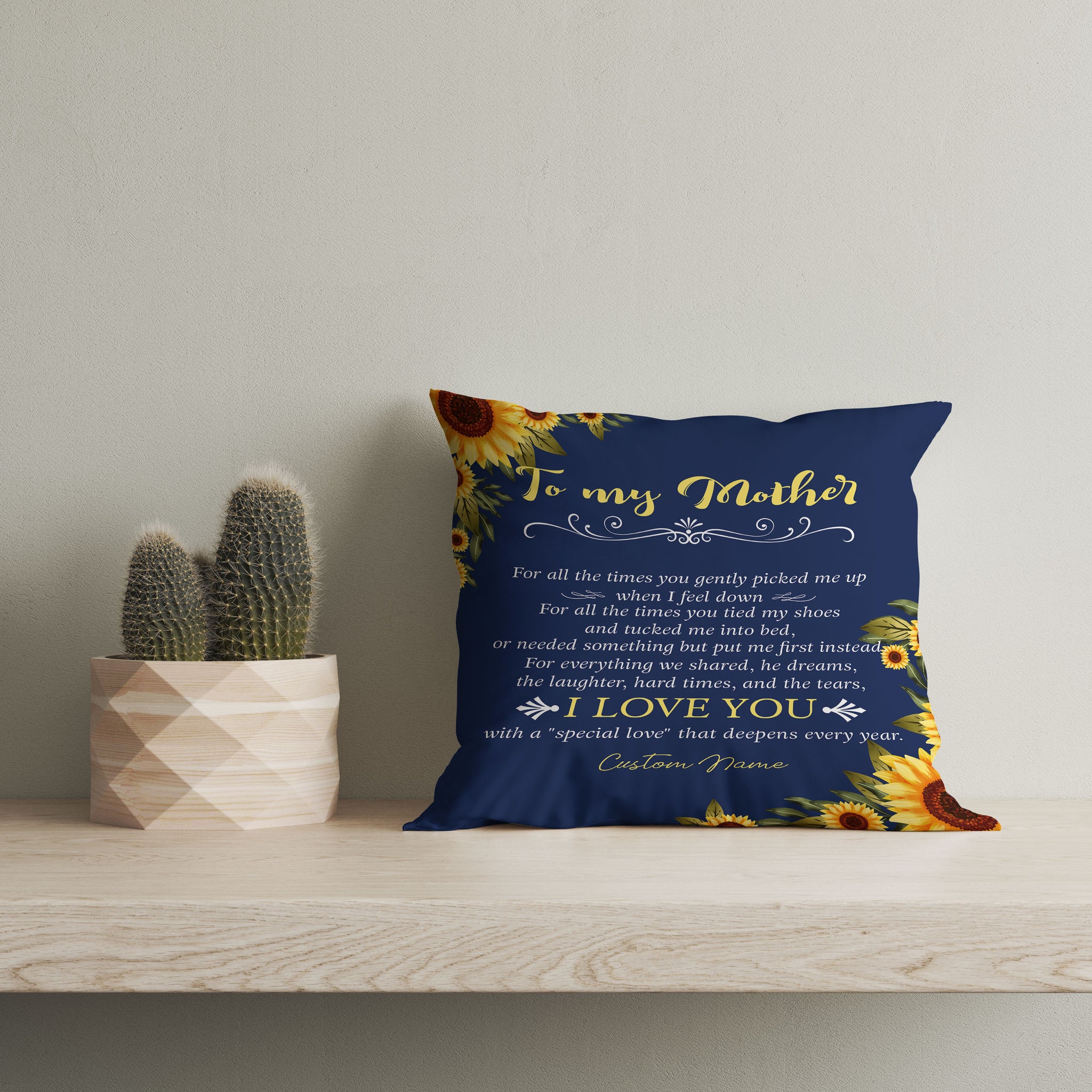 Custom Sunflower Pillow To My Mother| Sentimental Gift for Mother, Mom on Mother's Day| JPL07