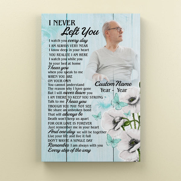 Personalized Memorial Gift For Loss| I Never Left You Canvas Remembrance Gift For For Loss Of Dad Mom In Heaven| NXM93