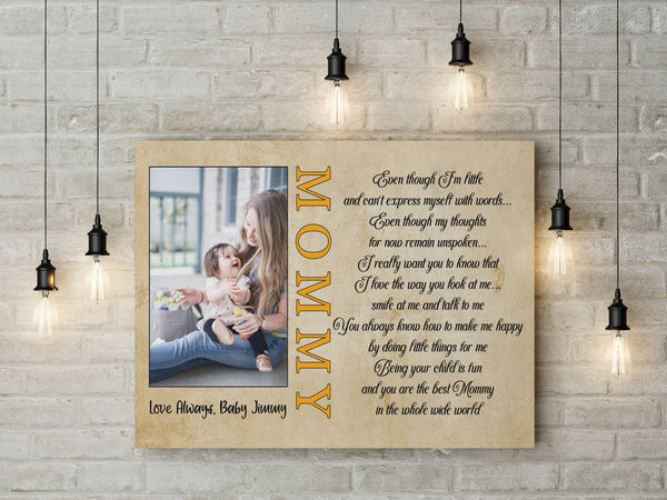 New Mom Canvas Custom Baby Photo, Best Mommy Ever, First Mother's Day Gift, 1st Time Mother Canvas| N2470