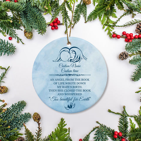 Miscarriage Memorial Ornament, Personalized Christmas Remembrance for Angel Baby in Heaven NOM315