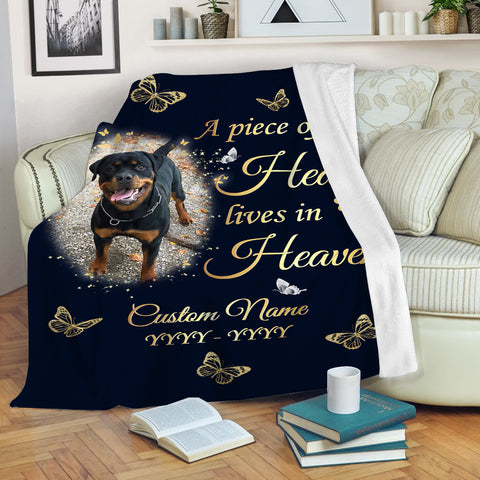 Personalized Dog Memorial Blanket| A Piece of My Heart Fleece Blanket| Sympathy Gift for Loss of Dog, Dog Owners| Dog Remembrance Gift| JBD337