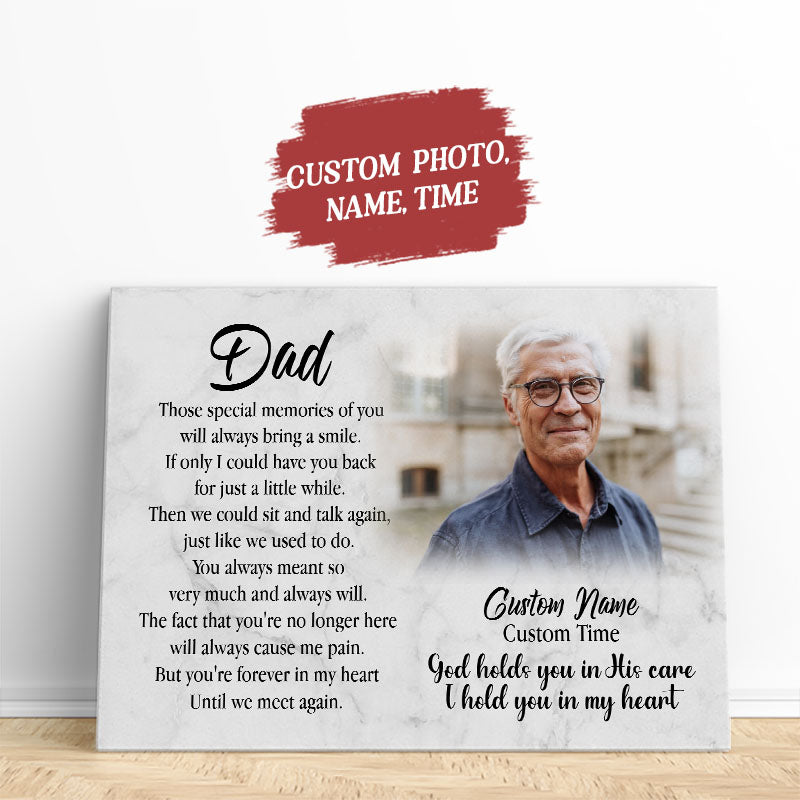 Dad Memorial Canvas Until We Meet Again, Personalized Dad Remembrance, Sympathy Gift for Loss Father N2653