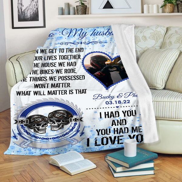 Customized Biker Husband Blanket| I Had You  and You Had Me Biker Motorcycle Blanket|  Blanket from Wife for Husband on Birthday,  Valentine’s Blanket, Anniversary Day BP51 Myfihu