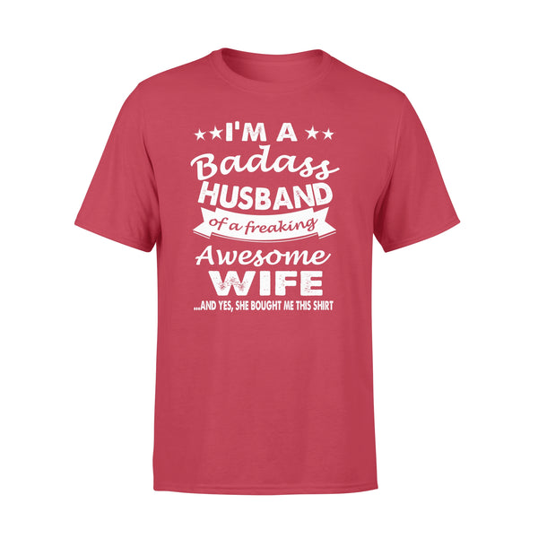 I'm A Badass Husband of a freaking Awesome Wife Funny T-Shirt for husband - Gift for him on Christmas, Birthday, Valentine's day - FSD315
