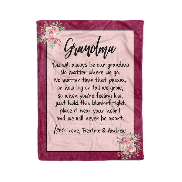 Grandma Gift for Grandma Blanket Christmas Gift for Grandmother Personalized Throw Blanket Custom Grandchild Name - FSD1368D03