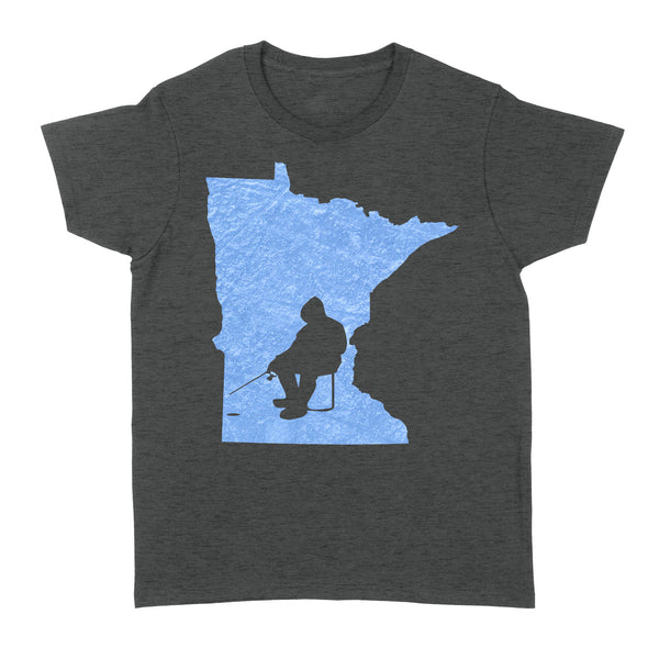 Minnesota Ice Fishing Shirts, Winter Fishing Minnesota State Love Fishing Women's Tshirt - FSD2927 D06