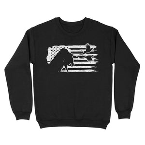 Pheasant hunting with dog American flag patriotic hunting, dog hunting pheasant shirt D01 NQS2582 Standard Crew Neck Sweatshirt