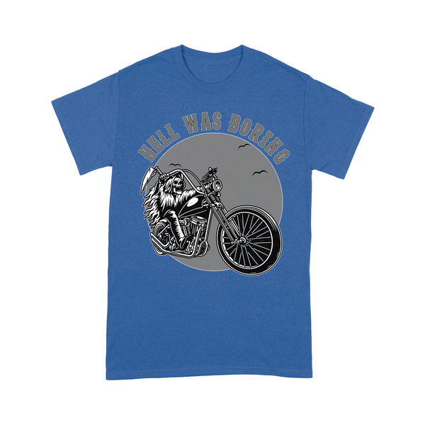 Motocycle Men T-shirt - Hell Was Boring, Cool Biker Tee, Chopper Motocross Off-road Racing Shirt| NMS133 A01