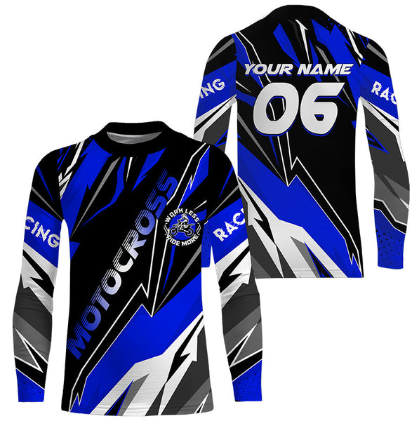 Motocross jersey kid adult UPF30+ custom dirt bike off-road shirt Work Less Ride More motorcycle PDT313