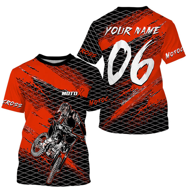 Custom Orange MX Jersey Youth Men Women UPF30+ Dirt Bike Motocross Jersey Racing Shirt Extreme PDT373