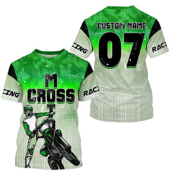 Kid men women custom name&number dirt bike jersey green Motocross racing UPF30+ motorcycle shirt PDT382