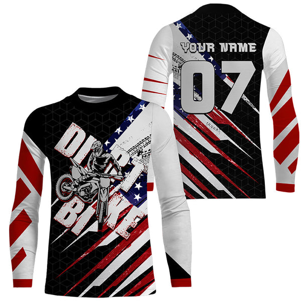 American Flag Personalized Dirt Bike Jersey UPF30+ Kid&Adult Motocross Racing Off-road Shirt NMS1154