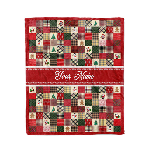 Christmas pattern Customized name Fleece Blanket, Merry Christmas blanket D03 TTN05