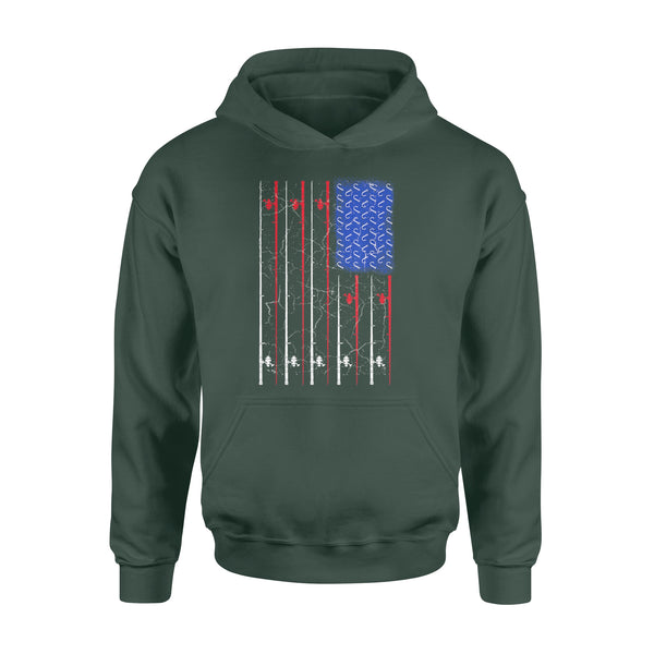 American US Flag 4th July Fishing Rod Shirt, Fisherman Gift D06 NQSD302 - Standard Hoodie